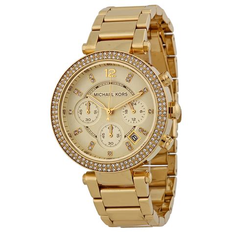 michael kors ladies chronograph champagne watch|michael core watch for women.